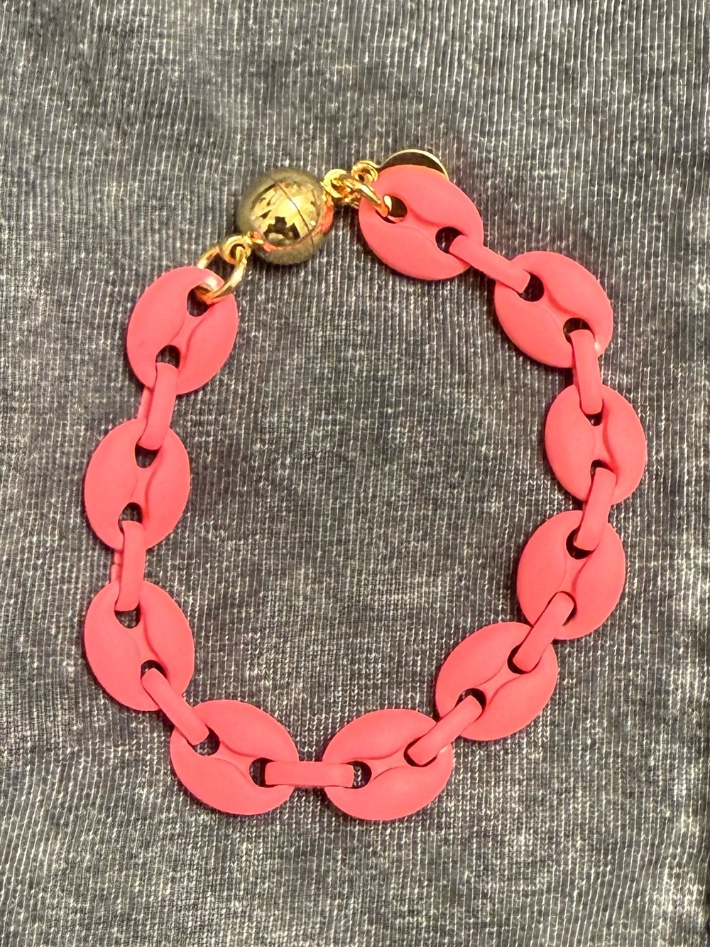 Pink Link-Style Bracelet with Gold Accent